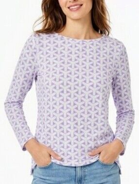 J McLaughlin Purple and White Print Top